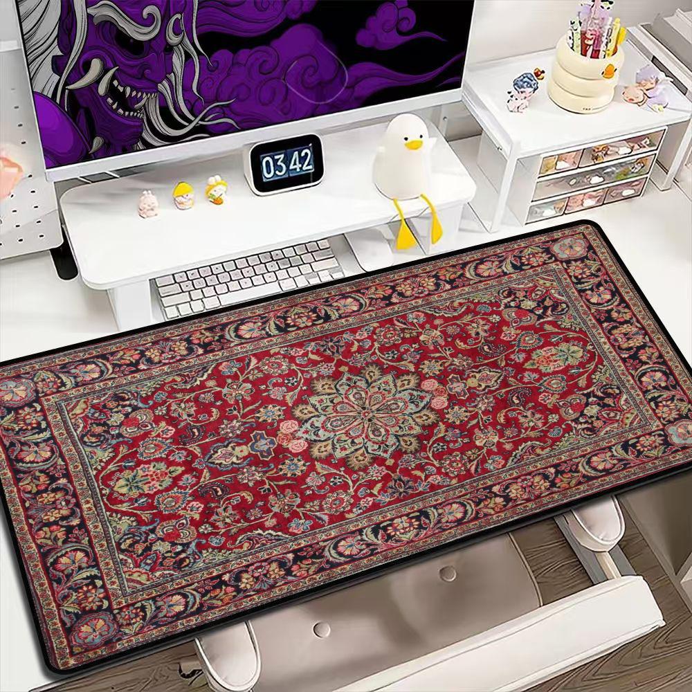 Retro Gaming Rug - Vintage İran Halısı Desenli Büyük Mouse