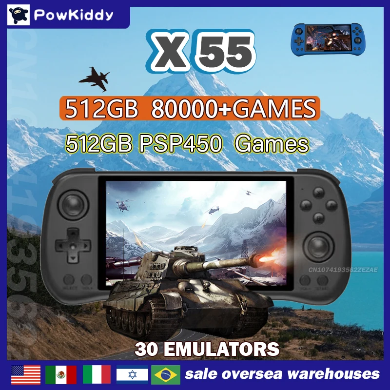 Retro Gaming App - 80000 Oyunlar 512G POWKIDDY X55 5.5