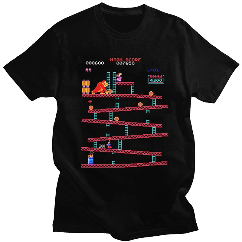 Retro Gaming Aesthetic - Komik Donkey Kong T Shirt Erkekler