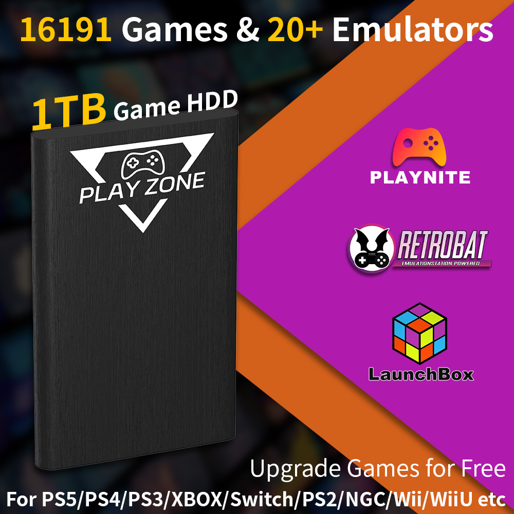 Retro Gaming Realm - Play Zone 1TB Taşınabilir Oyun Diski
