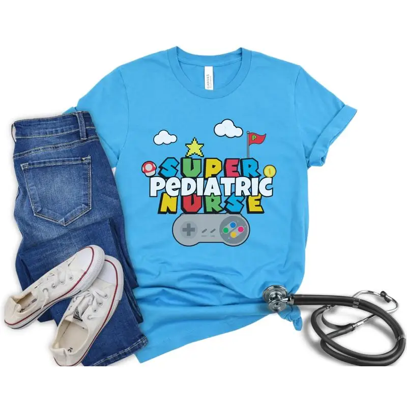 Retro Gaming Gifts For Men - Retro Video Oyunu Pediatrik Hemşire Tişörtü