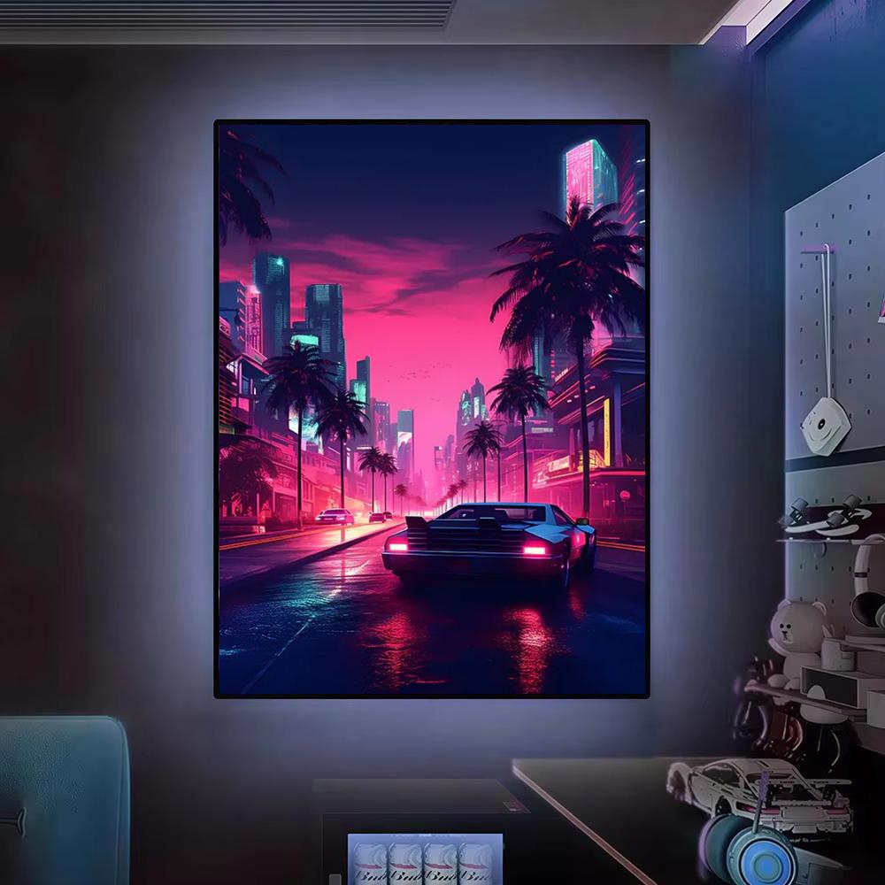 Cyberpunk 80'ler Retro araba ş - Retro Gaming Wallpaper incelemesi ve fiyatı
