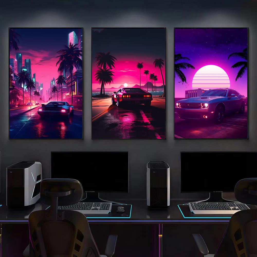 Cyberpunk 80'ler Retro araba ş - Retro Gaming Wallpaper incelemesi ve fiyatı