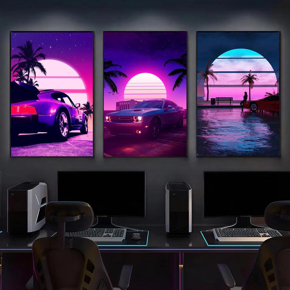 Siberpunk 80'ler Retro Araba Ş - Retro Gaming Wallpaper incelemesi ve fiyatı